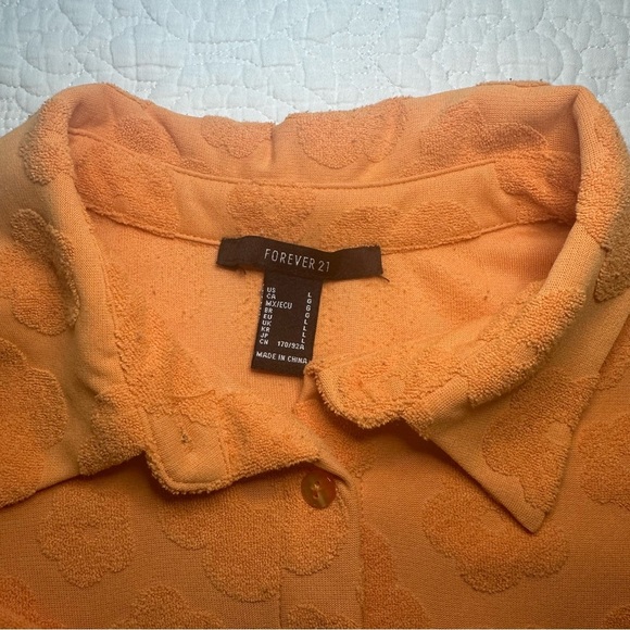Forever 21 Hibiscus Terrycloth Swim Cover Up Set. Color: Orange. Size: Large. - Picture 4 of 9